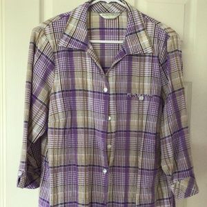 Alison Daley Lilac & Tan Stripe Women’s 3/4 Sleeve Blouse.